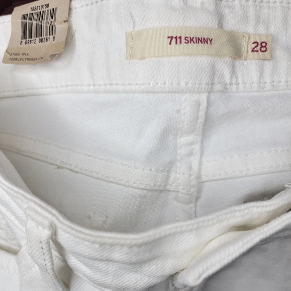 Levi's 711 Skinny Women's Jeans Denim White Sz Waist 28 Length 30 Mid Rise Slim - Picture 11 of 12